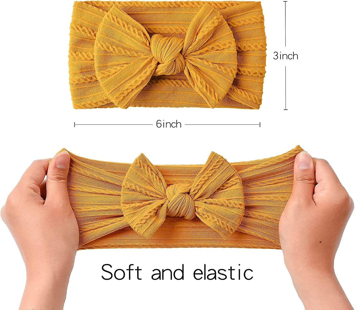 8pcs Baby Girls Nylon Hair Bows Headbands Stretchy Handmade Hair Bands Soft Hair Gift - Image 2