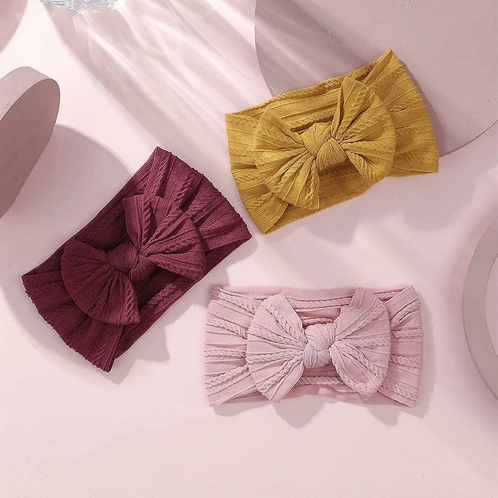 8pcs Baby Girls Nylon Hair Bows Headbands Stretchy Handmade Hair Bands Soft Hair Gift - Image 3