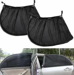 Unbranded 2pcs Car Window Shades Mosquito Net Sun Cover Rear Side Kids Baby Uv Protection Block Mesh Mosquito