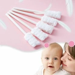 Manchalk 30pcs Baby Tongue Cleaner Disposable Gauze Toothbrush Paper Rod Infants Oral Clean