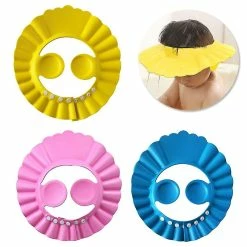 Mryenc 3pcs Baby Shower Caps,3 Colors Baby Bathing Hat Kids Adjustable Shower Cap Kids