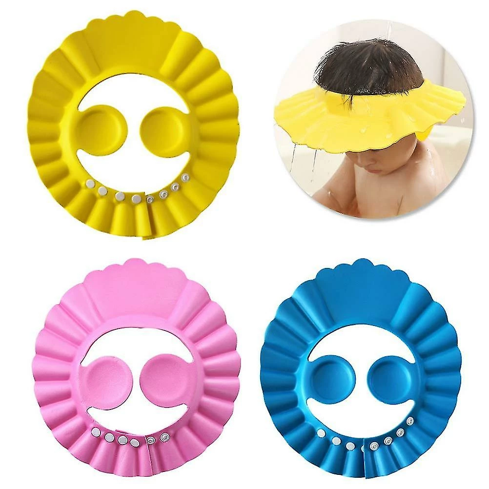 Mryenc 3pcs Baby Shower Caps,3 Colors Baby Bathing Hat Kids Adjustable Shower Cap Kids