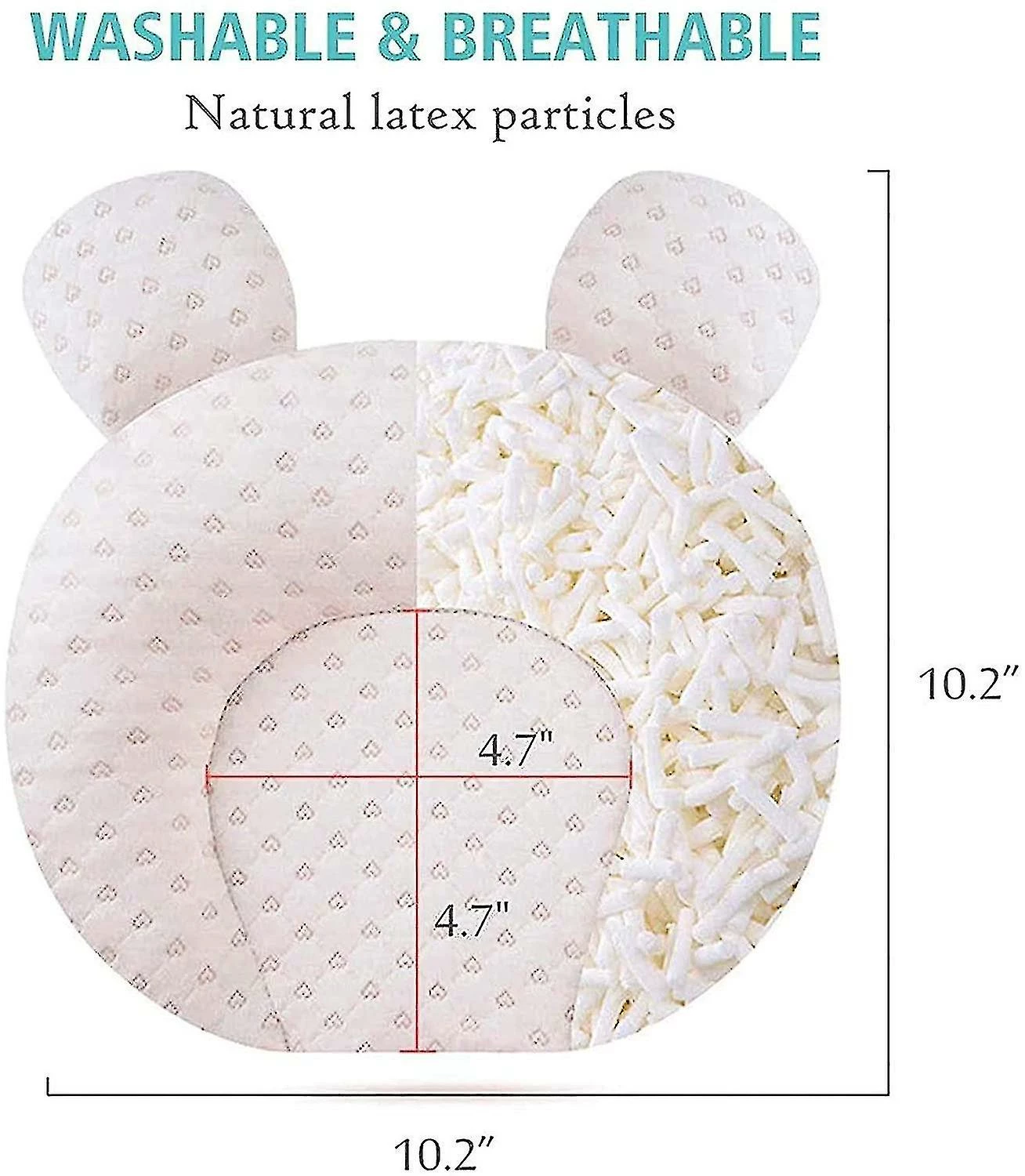 Mryenc Muitar Soft Baby Nursery Pillows Unisex Newborns Head Shaping Infant Support Sleeping Head Sleep Pillows With Bear Ears (beige) - Image 2