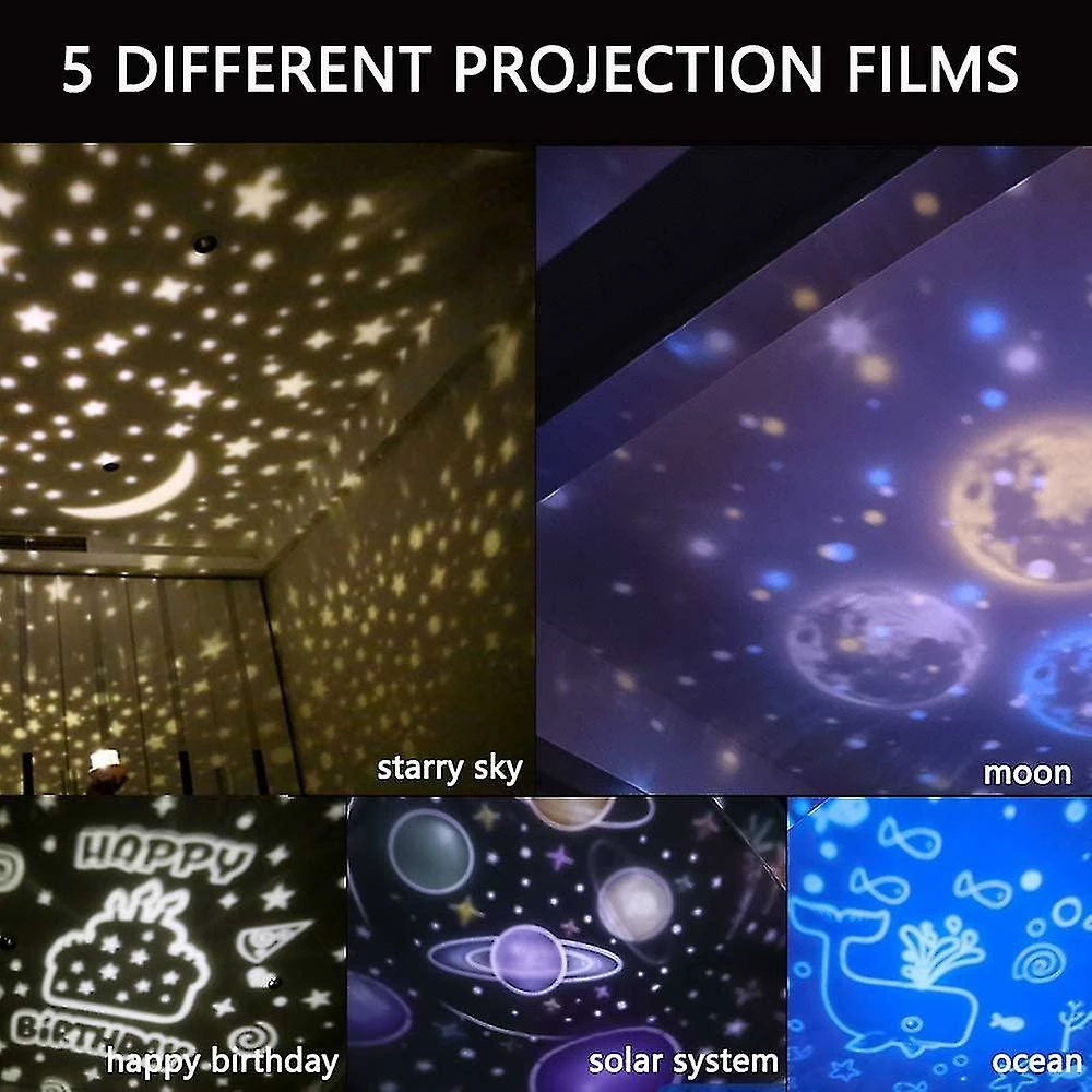 Unbranded Night Light Projector For Kids - 360 Rotating Planet Universe Projection Lamp Rotatable With 5 Films And 4 Modes For Bedroom Adults Kids Baby Bedroom - Image 3