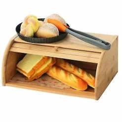 Unbranded Arrival Natural Bamboo Bread Holder Food Storage Container Kitchen Roll Top Bread Storage Bins