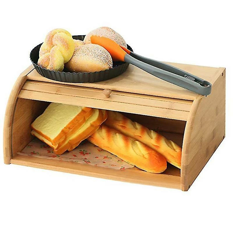 Unbranded Arrival Natural Bamboo Bread Holder Food Storage Container Kitchen Roll Top Bread Storage Bins
