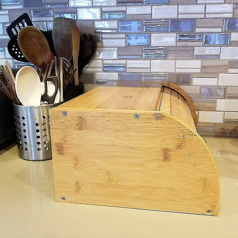Unbranded Arrival Natural Bamboo Bread Holder Food Storage Container Kitchen Roll Top Bread Storage Bins - Image 4