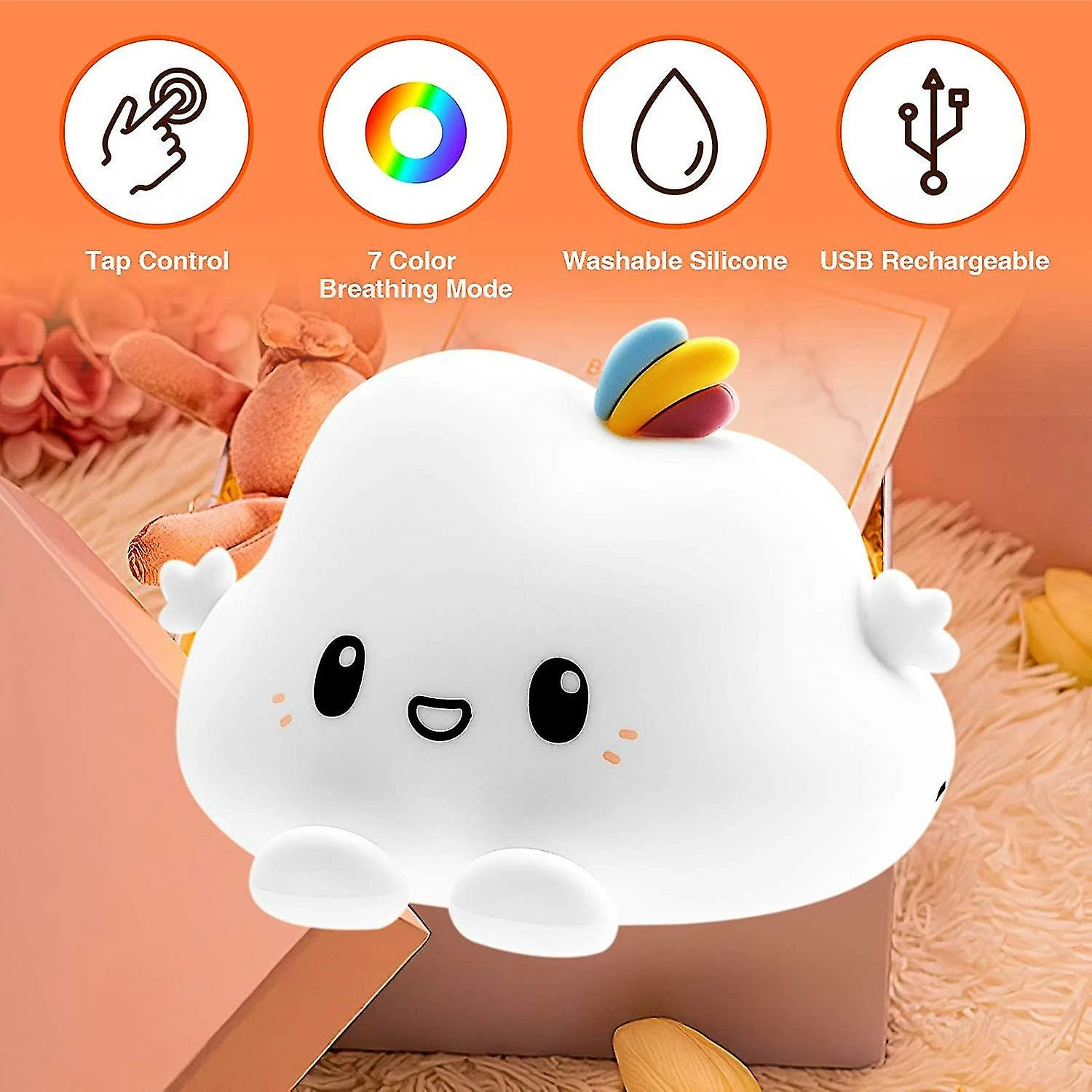 Unbranded Led Night Light Children Bedside Lamp Baby Portable Usb Charging Night Lamp Light For Reading, Sleeping And Relaxing, Touch Light With Warm White - Image 3