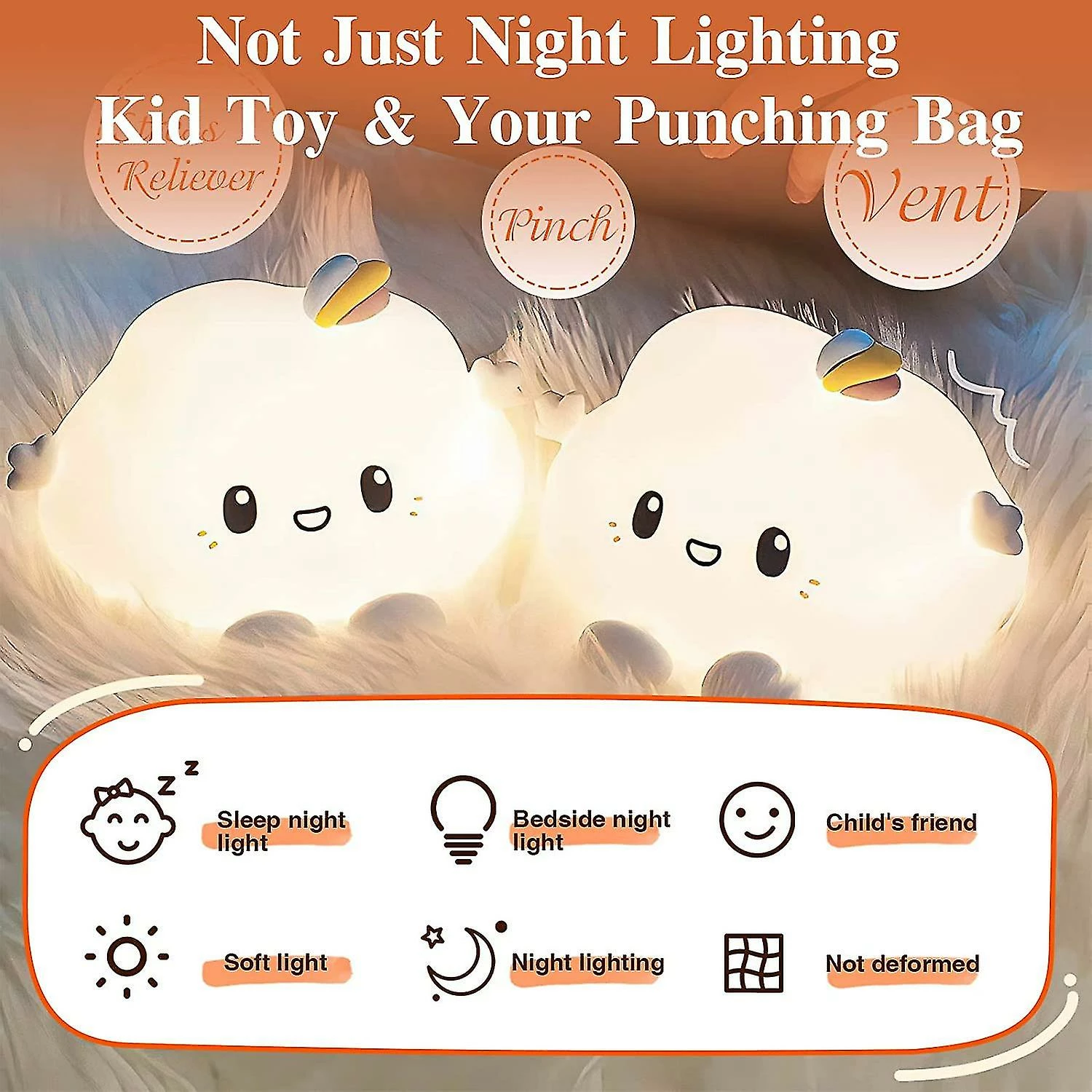 Unbranded Led Night Light Children Bedside Lamp Baby Portable Usb Charging Night Lamp Light For Reading, Sleeping And Relaxing, Touch Light With Warm White - Image 4