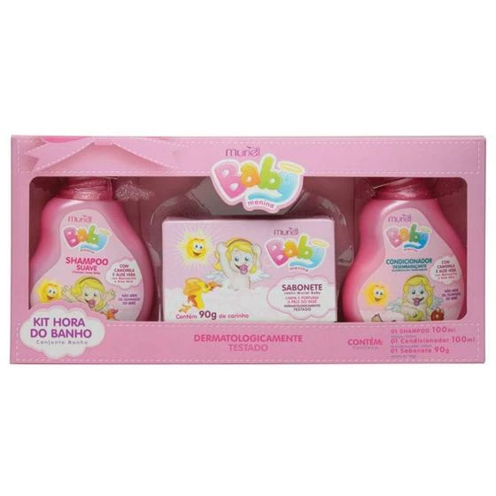Kit Shampoo, Condicionador E Sabonete Bebes Baby Muriel Rosa