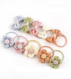 Liangnv Baby Hair Ties With Bows Flower For Toddler - 2 Inch Elastic Ponytail Holders Small Hair Ties For Baby Girls Infants Hair Accessories 10 Pieces