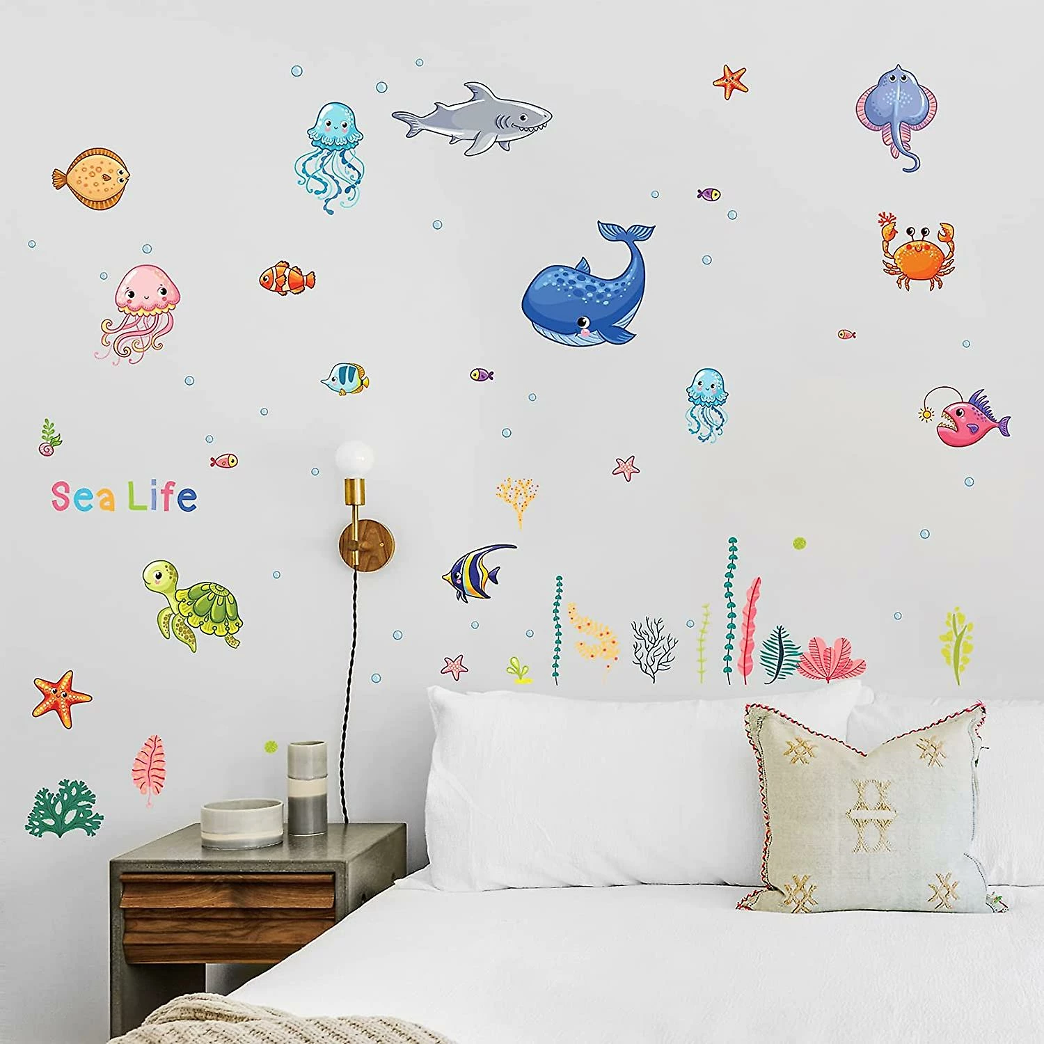 Liangnv Cartoon Sea Life Wall Decals, Heytea Ocean World Peel And Stick Removable Wall Stickers, Diy Under The Sea Fish Wall Decor For Kids Girls Baby Bedroom - Image 4
