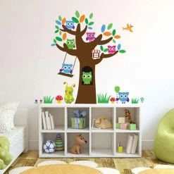 Liangnv Heytea Colorful Cute Cartoon Animals Owls Bird Having Fun On The Tree Removable Wall Sticker Decal, Children Kids Baby Home Room Nursery Diy Decorativ