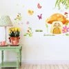 Liangnv Heytea Cartoon Dancing Butterflies Around Mushroom House & Flowers Plants Removable Wall Sticker Decal, Children Kids Baby Home Room Nursery Diy Decor