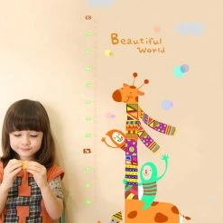 Liangnv Heytea Cartoon Funny Giraffe Height Sticker, Growth Height Chart Measuring Removable Wall Decal, Children Kids Baby Home Room Nursery Diy Decorative A