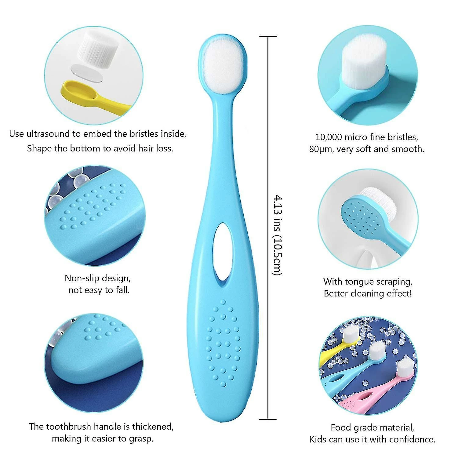Unbranded Baby Toothbrush Toddler Toothbrush Compatible With Age 1-3 Years Old, Extra Soft Toothbrush With 10000 Soft Floss Bristle Compatible With Baby Gum C - Image 2