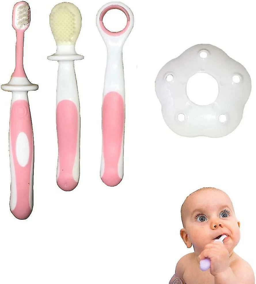 Unbranded 4pcs Set Baby Tongue Cleaner/safety Guard+scraper Newborn+soft Bristle Toothbrush+silicone Training Teeth Brush Compatible With Kids,infants,toddlers - Image 3
