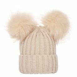 Unbranded Moda Double Hairball Solid Color Baby Pompom Cap Manter Quente Ao Ar Livre Crianças S Chapéu De Inverno Gorro Chapéu