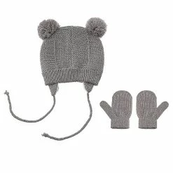 Xxzjd 1 Set Baby Hat Cute Bear Toddler Earflap Beanie Warm For Fall Winter--grey
