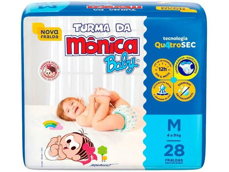 Fralda Turma Da Mônica Baby Tam. M 4 A 9kg - 28 Unidades - Image 7