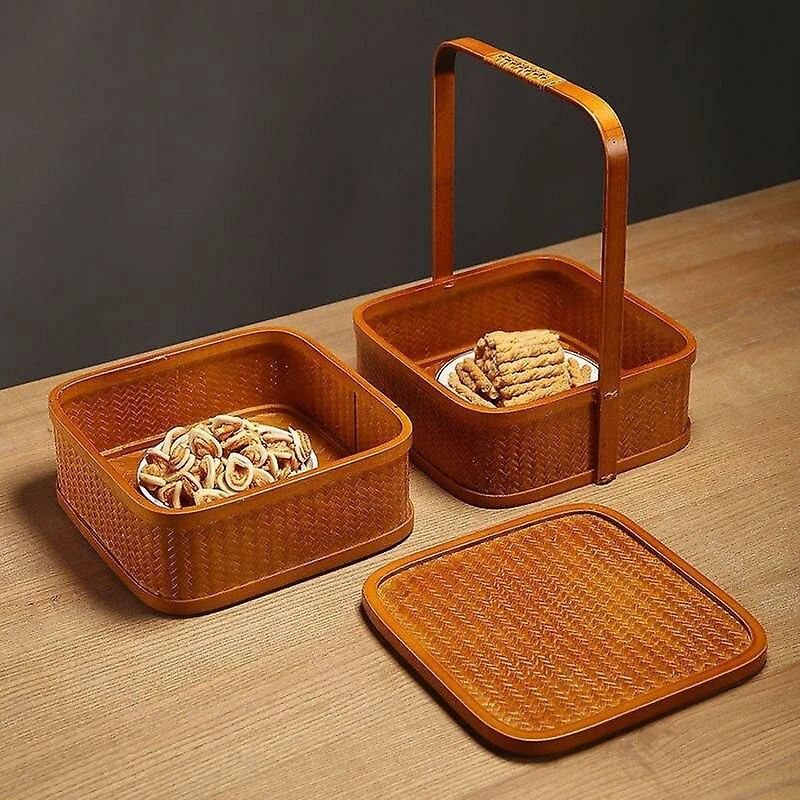 Unbranded Portable Food Box Meal Storage Lunch Case Bamboo Dustproof With Cover Snack Dishes Container Bins - Image 2