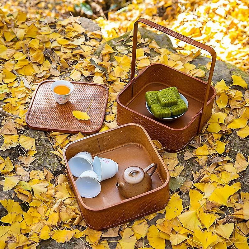 Unbranded Portable Food Box Meal Storage Lunch Case Bamboo Dustproof With Cover Snack Dishes Container Bins - Image 3