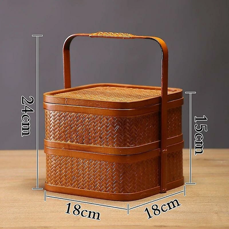 Unbranded Portable Food Box Meal Storage Lunch Case Bamboo Dustproof With Cover Snack Dishes Container Bins - Image 4