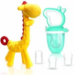 LetsGO Baby Teething Toys And Natural Organic Food Feeder Pacifier/baby Teether Chew Toys Fresh Fruit Feeding/ 1 Teether And 1 Feeder With 3 Silicone Sacs (y