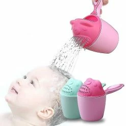 Unbranded 2pcs Cute Cartoon Baby Bath Caps Toddle Shampoo Cup Children Bathing Bailer Baby Shower Spoons Child Washing Hair Cup Kids Bath Tool