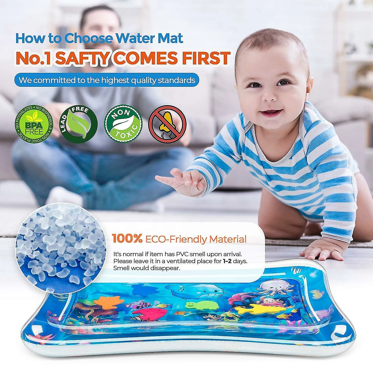 Syxlcygjf Baby Water Mat Inflável Bebê Play Mat Centro De Atividades Para Bebês Brinquedos De Bebê De 0 A 24 Meses, Presentes Para Meninos Recém-nascidos - Image 3