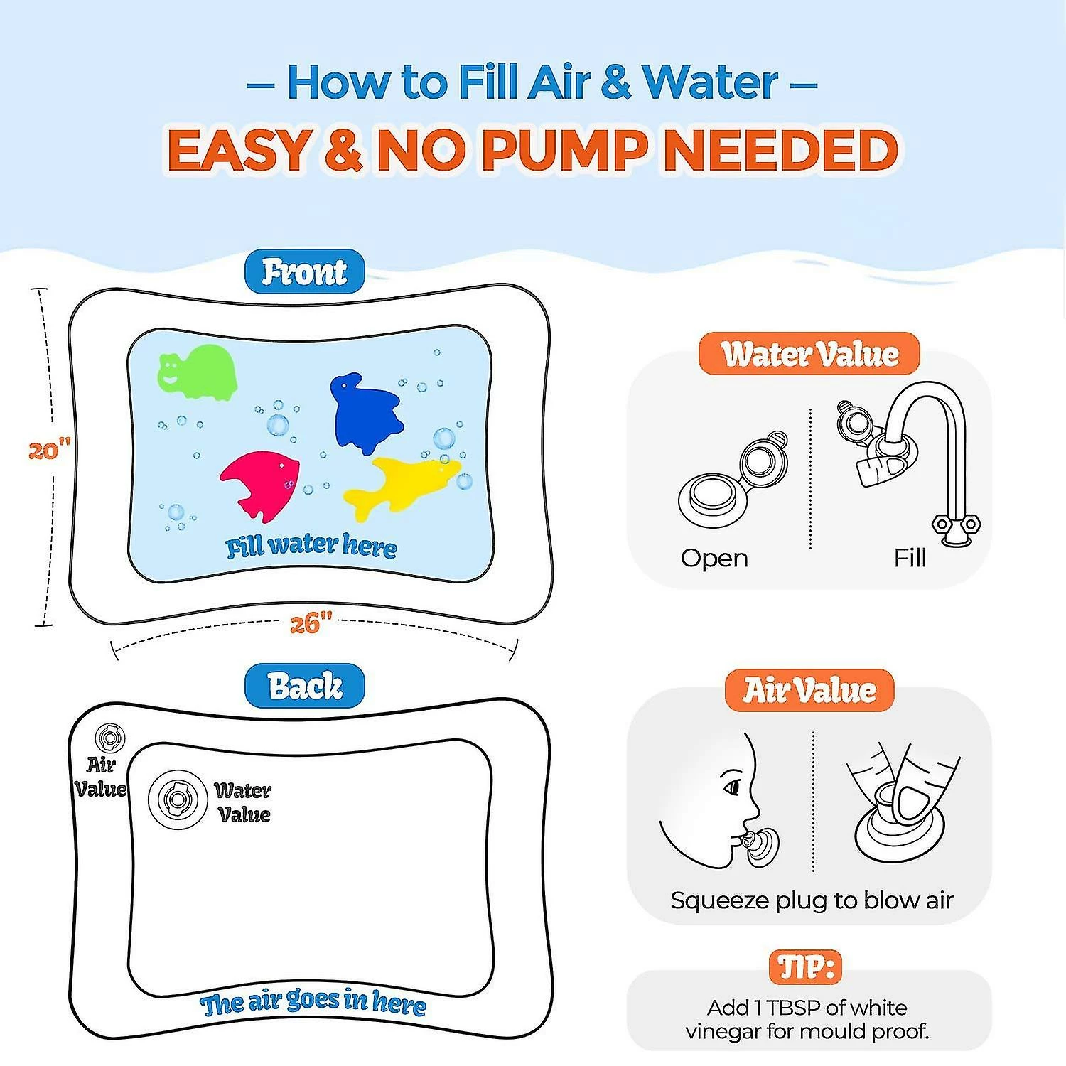 Syxlcygjf Baby Water Mat Inflável Bebê Play Mat Centro De Atividades Para Bebês Brinquedos De Bebê De 0 A 24 Meses, Presentes Para Meninos Recém-nascidos - Image 5