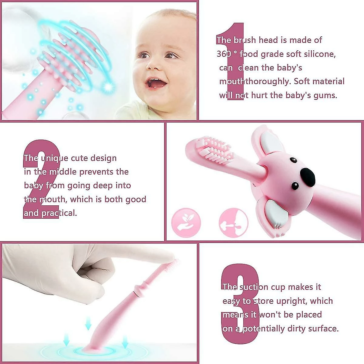 Unbranded Baby Toothbrush, Soft Silicone Baby Toothbrush, Fda Approved Bpa Free, Babi Dental Learning Toothbrush,cg - Image 2