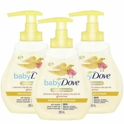 Kit 3 Sabonetes Líquido Baby Dove Hidratação Glicerinada Da Cabeça Aos Pés 200ml