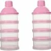 Unbranded Baby Milk Powder Dispenser 4 Layers Stackable Formula Box Infant Food Storage Container For Travel(pink)(2pcs)
