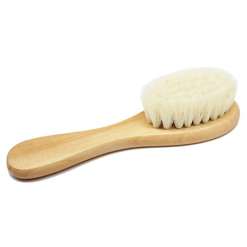 Unbranded Natural Wooden Handle Soft Press Baby Hairbrush And Super Soft Hair Suitable For Newborns And Child - Image 2
