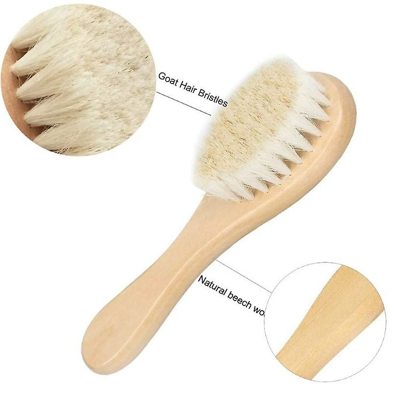 Unbranded Natural Wooden Handle Soft Press Baby Hairbrush And Super Soft Hair Suitable For Newborns And Child - Image 3