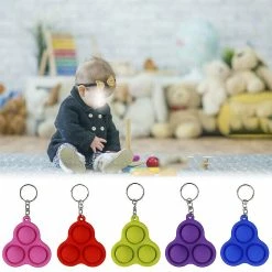 Bihd Simple Dimple Keyring Pop It Sensory Fidget Toy Adult Baby Stress Relief Keychain