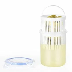 Unbranded Pickle Jar With Strainer Insert Food Storage Container Bucket Of Pickles New 11*13.5cm Multifunctional Draining Basket