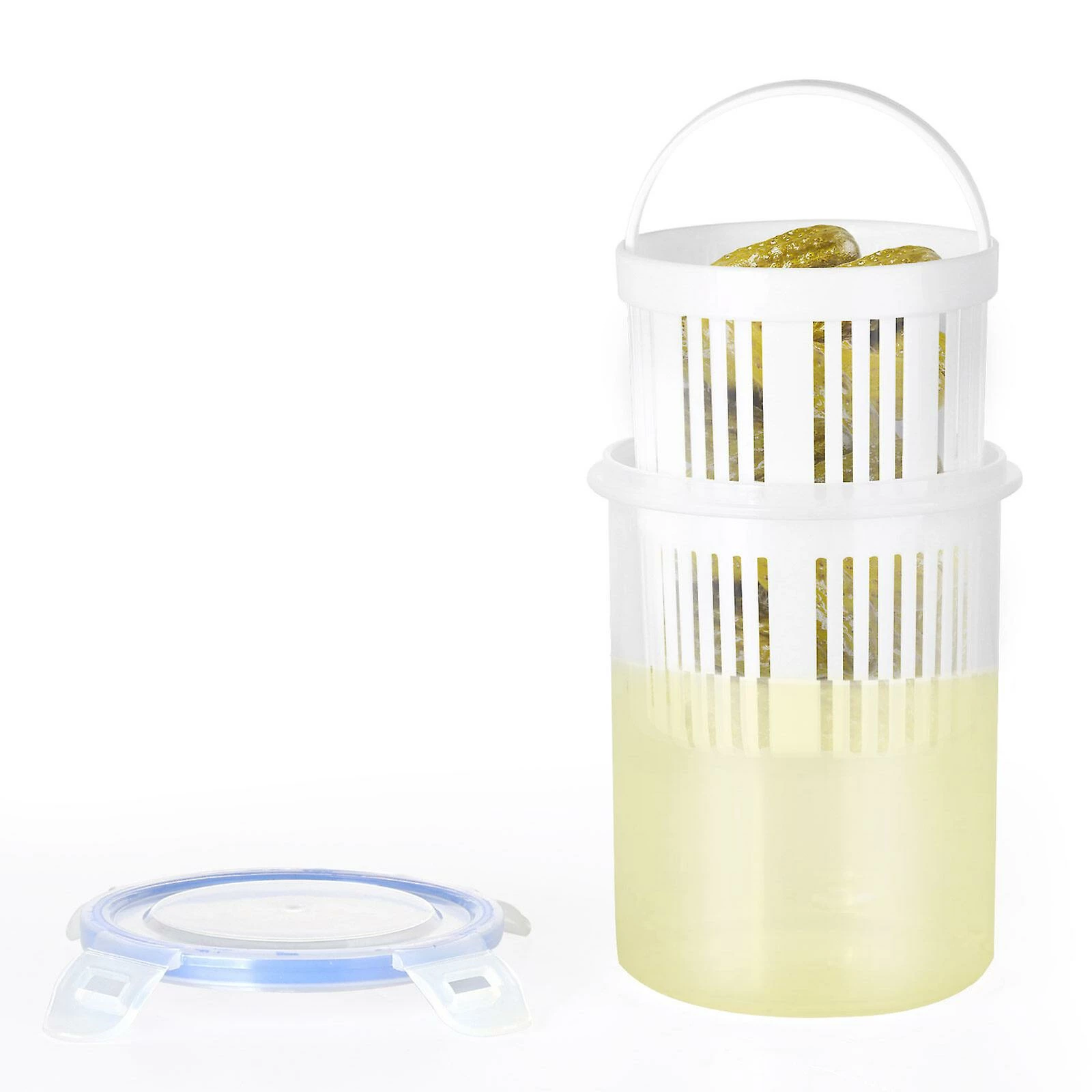 Unbranded Pickle Jar With Strainer Insert Food Storage Container Bucket Of Pickles New 11*13.5cm Multifunctional Draining Basket