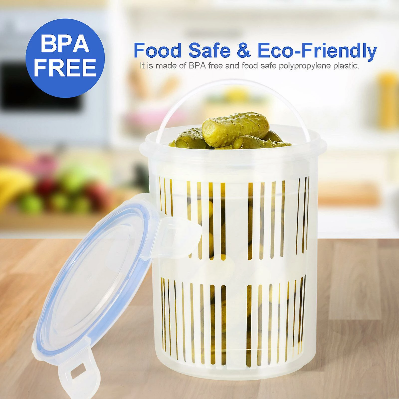 Unbranded Pickle Jar With Strainer Insert Food Storage Container Bucket Of Pickles New 11*13.5cm Multifunctional Draining Basket - Image 4