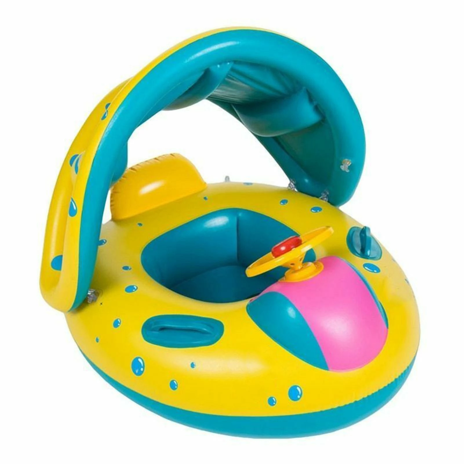 Nw 1776 Baby Swimming Ring Pvc Inflatable Adjustable Sunshade Portable Kids Water Toys