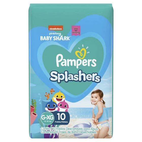 Pampers® Fraldas Pampers Splashers Baby Shark G-XG 10 Unidades - Image 2
