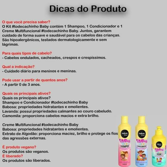 Kit Baby To De Cachinho - Shampoo, Condicionador E Creme - Salon Line - Image 2