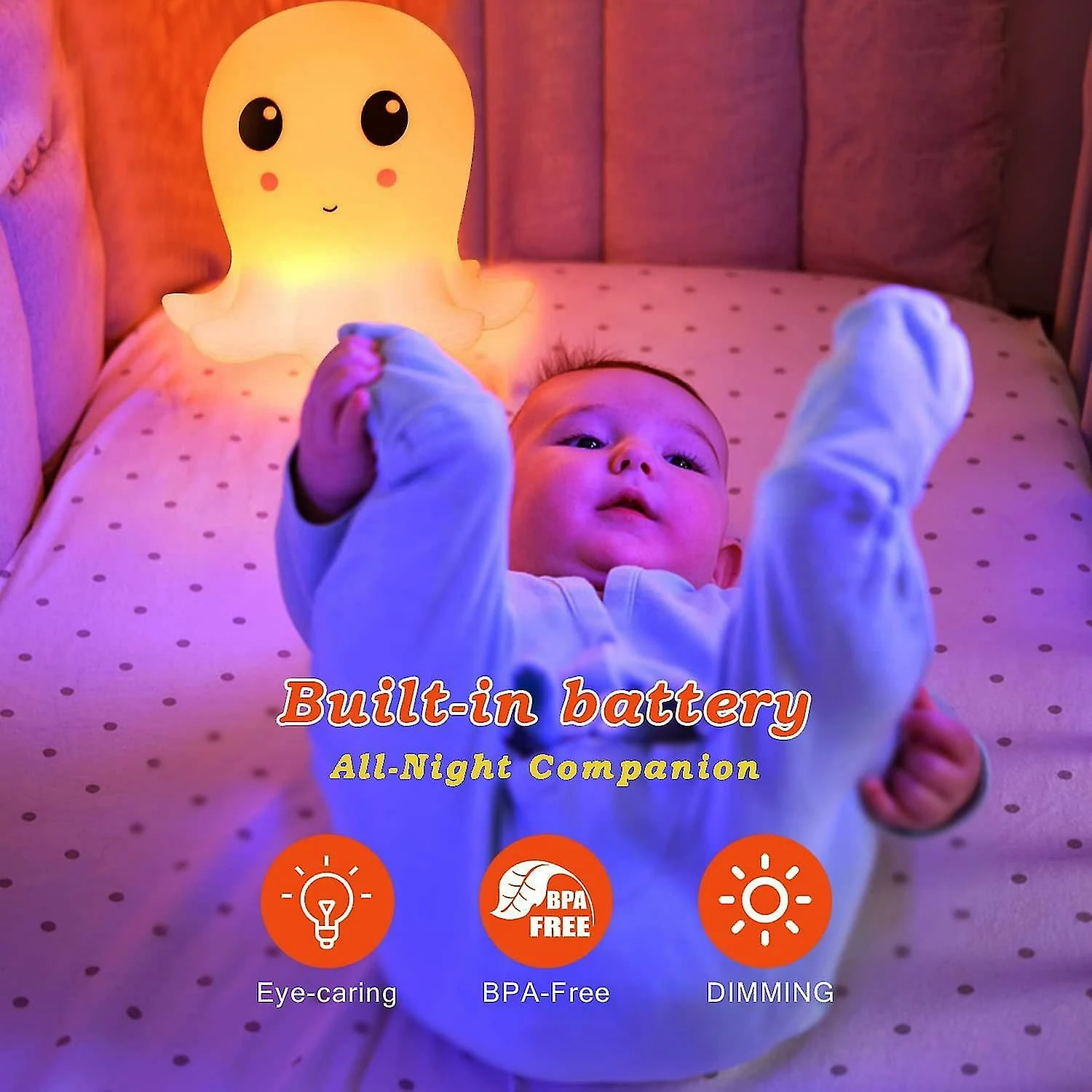 Unbranded Led Night Light, Baby Night Light Without Small Parts Children's Night Light Dimmable Touch Multicolor Cute Ink Fish For Sleep Aid - Image 5