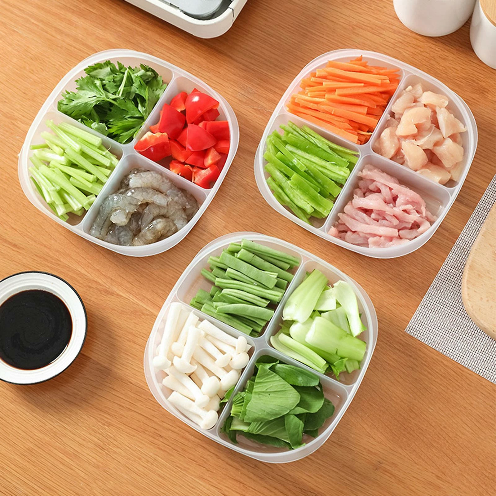 Unbranded Food Storage Container With 4 Compartments, Bpa-free Fresh-keeping Box With Detachable Lids For Refrigerator And Freezer - Image 3