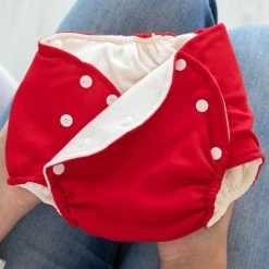 Fralda Ecologica Reutilizavel Praia Piscina Com Absorvente Para Bebe Tamanho 1 A 3 Vermelho - Mais Que Baby