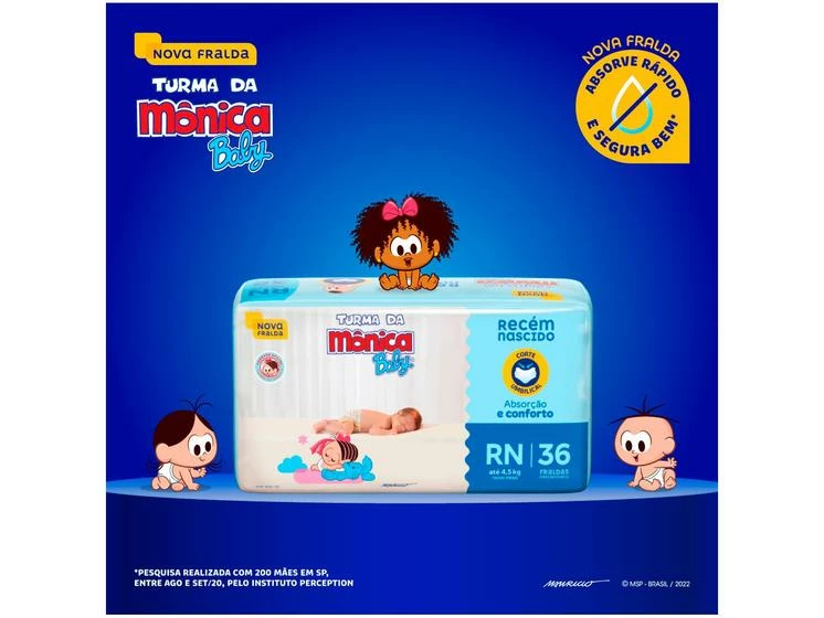 Fralda Turma Da Mônica Baby Tam. RN Até 4,5kg - 36 Unidades - Image 2