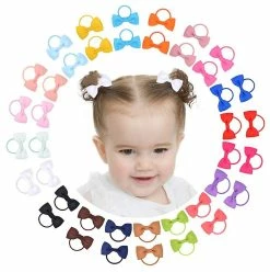 Unbranded 40PCS 2 Inches Baby Girls Hair Bows Ties Mini Boutique Elastic Hair Rubber Ribbon Hair Band Accessor