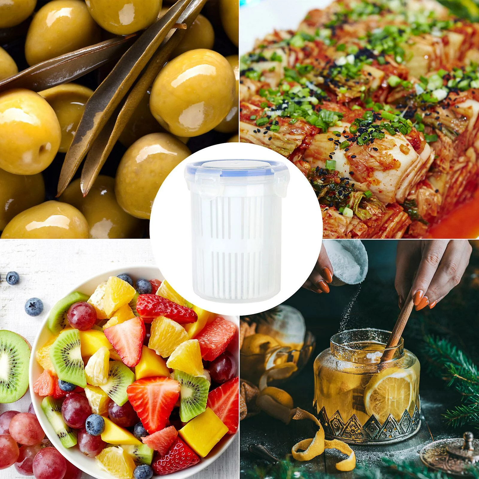 Unbranded Pickle Jar With Strainer Insert Food Storage Container Bucket Of Pickles New 11*13.5cm Multifunctional Draining Basket - Image 5