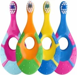 Lahean Baby Toothbrush For Infants & Toddlers 0-2 Years Old (4 Pack) Extra Soft Bristle For Baby Gums | Bpa-free, Easy-grip Finger & Teething Handle